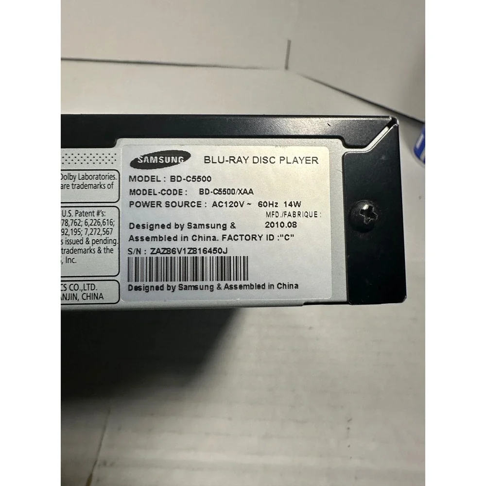 Samsung BD-C5500 Blu-ray Disc Player 1080p Full HD HDMI AnyNet+ Black NO REMOTE